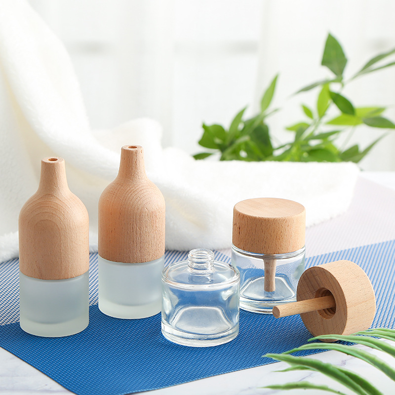 Bouteille vide pour diffuseur de parfum 50ml, 5 pièces/lot, avec bouchon en bois, pour parfum de maison, huile essentielle, rechargeable, pour la décoration de la maison