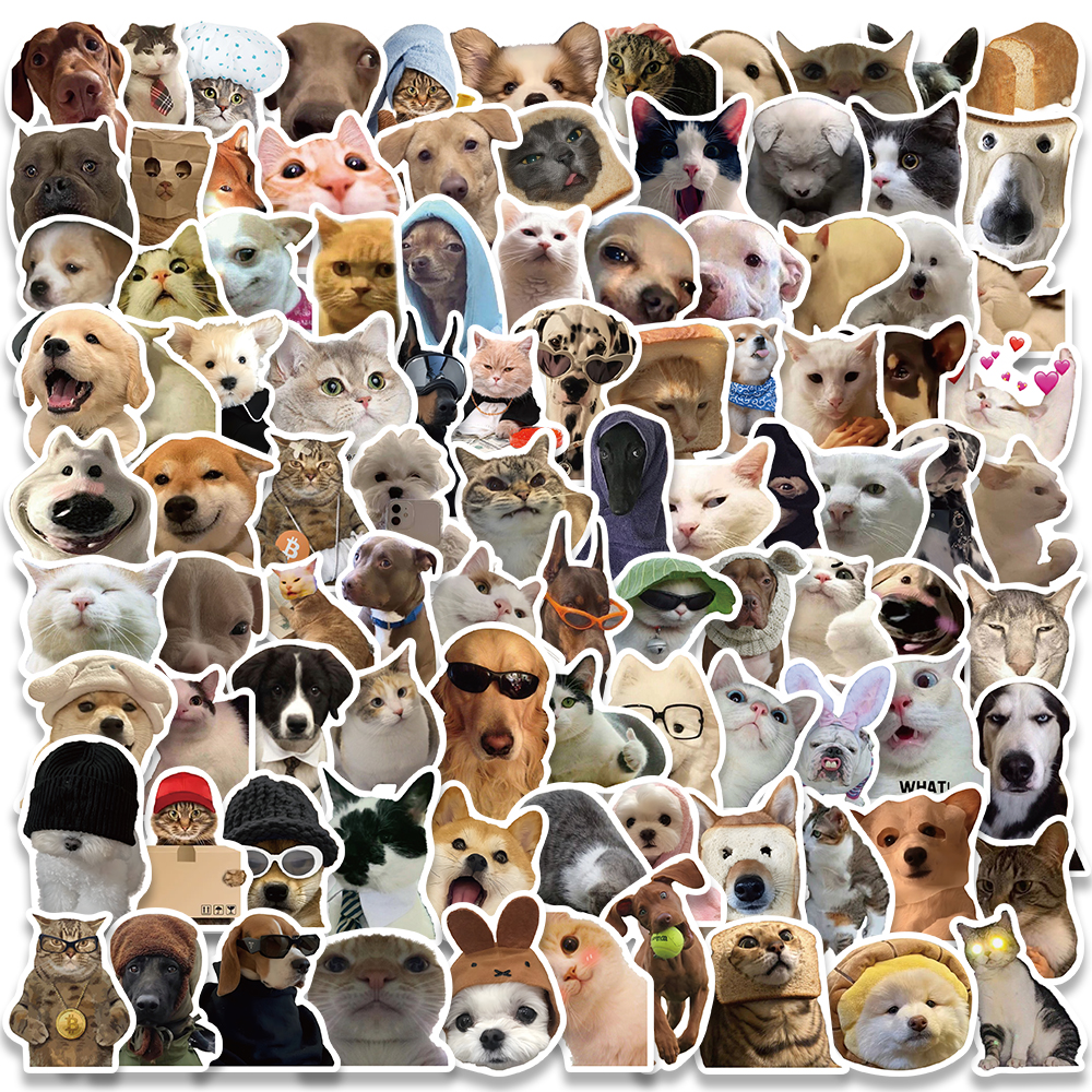 10/30/50/100 Uds lindo perro gato MEME pegatinas de animales divertidos calcomanías de dibujos animados Kawaii monopatín cuaderno equipaje teléfono coche pegatina de juguete