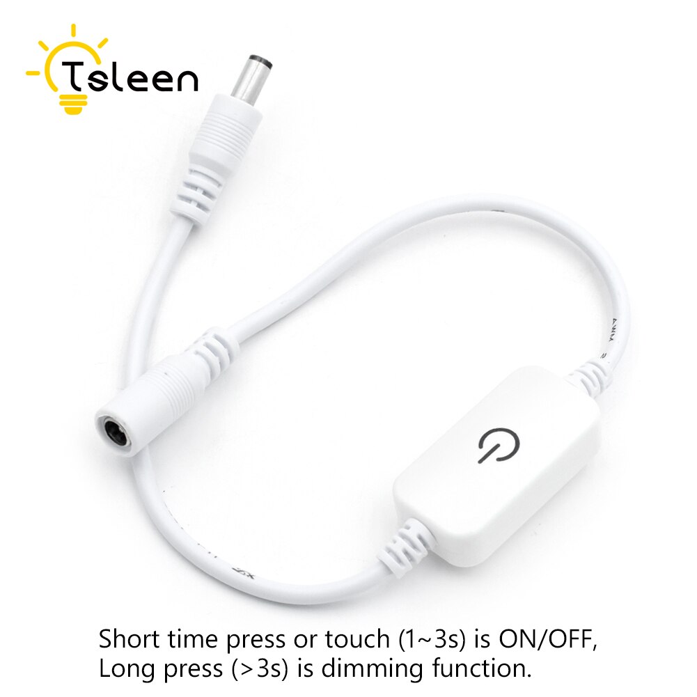 In-line strømafbryder tænd/sluk smart touch kabel hvid til jack arduino 12-24v strømafbryder sensor tænd/sluk hvid kabeldæmper