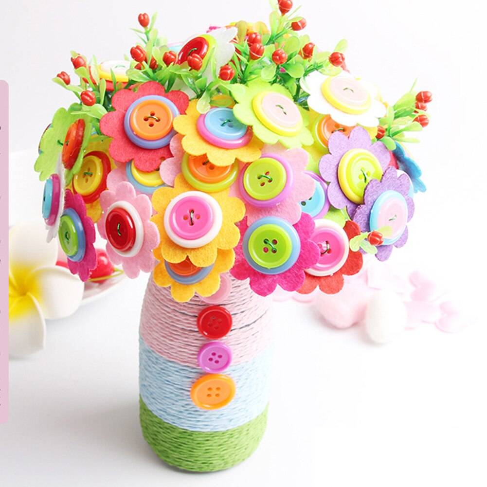 Bricolage artisanat à la main enfants maternelle décoration Bouquet bouton fleur Kit maison feutre pétales enfants jouet chambre couleur aléatoire