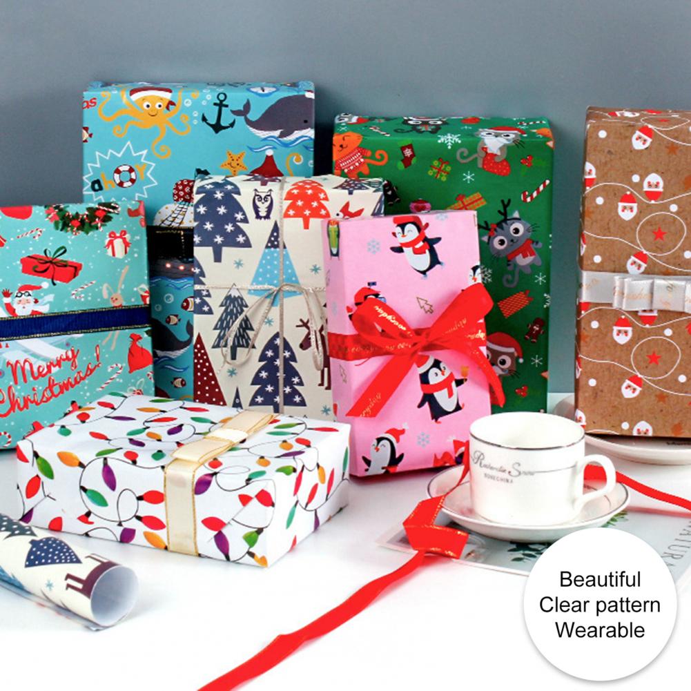 Portable 10Pcs Good Xmas Themed Candy Wrapping Paper 7 Styles Wrapping Paper Eco-friendly for Dorm