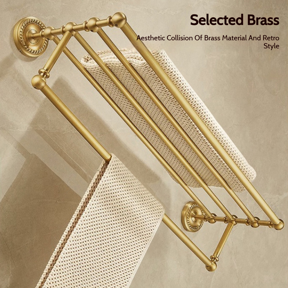 Antieke badkameraccessoiresets van geborsteld messing: handdoekrek, toiletpapierhouder, zeephouder, handdoekrek, badkamerbeslagsets