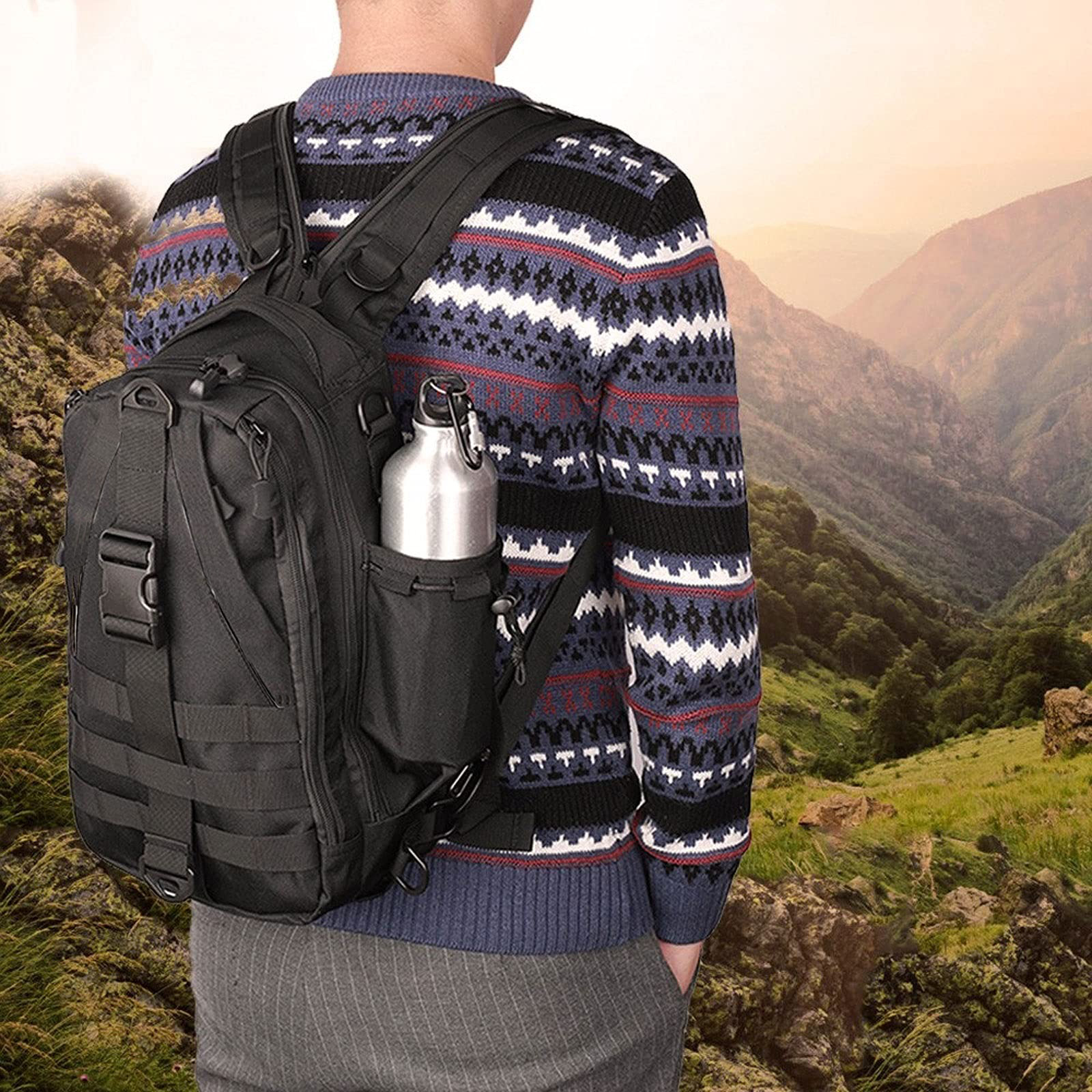 DulBackpack-Sac de poitrine d'extérieur, sac de jour de chasse, sac initié, simple, double, randonnée, escalade