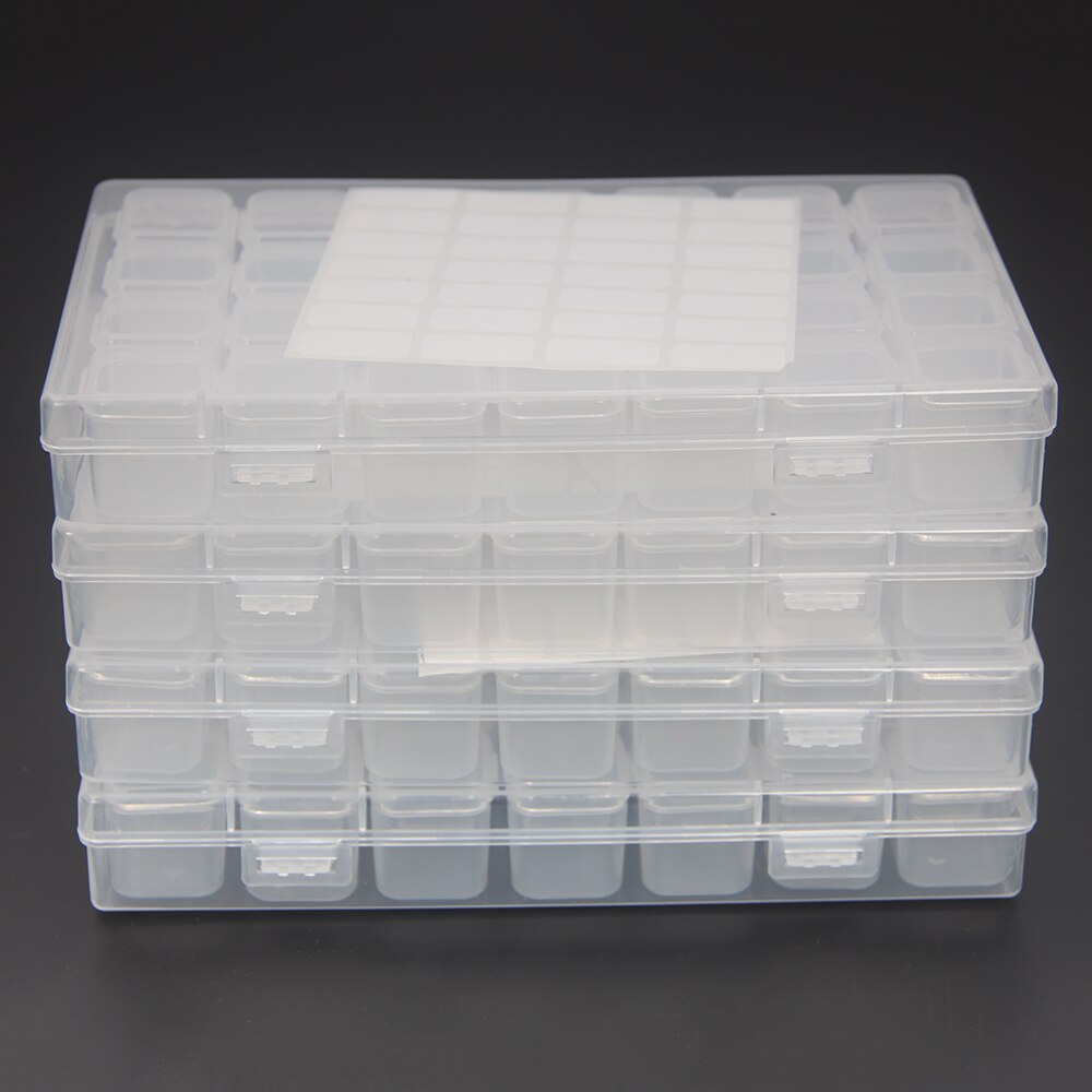 28/56/112Grids Diamond Nail Art Rhinestone Container Organizer Mosaic Embroidery Accessories Tools Bead Container Storage Box: 28 grid 4pcs