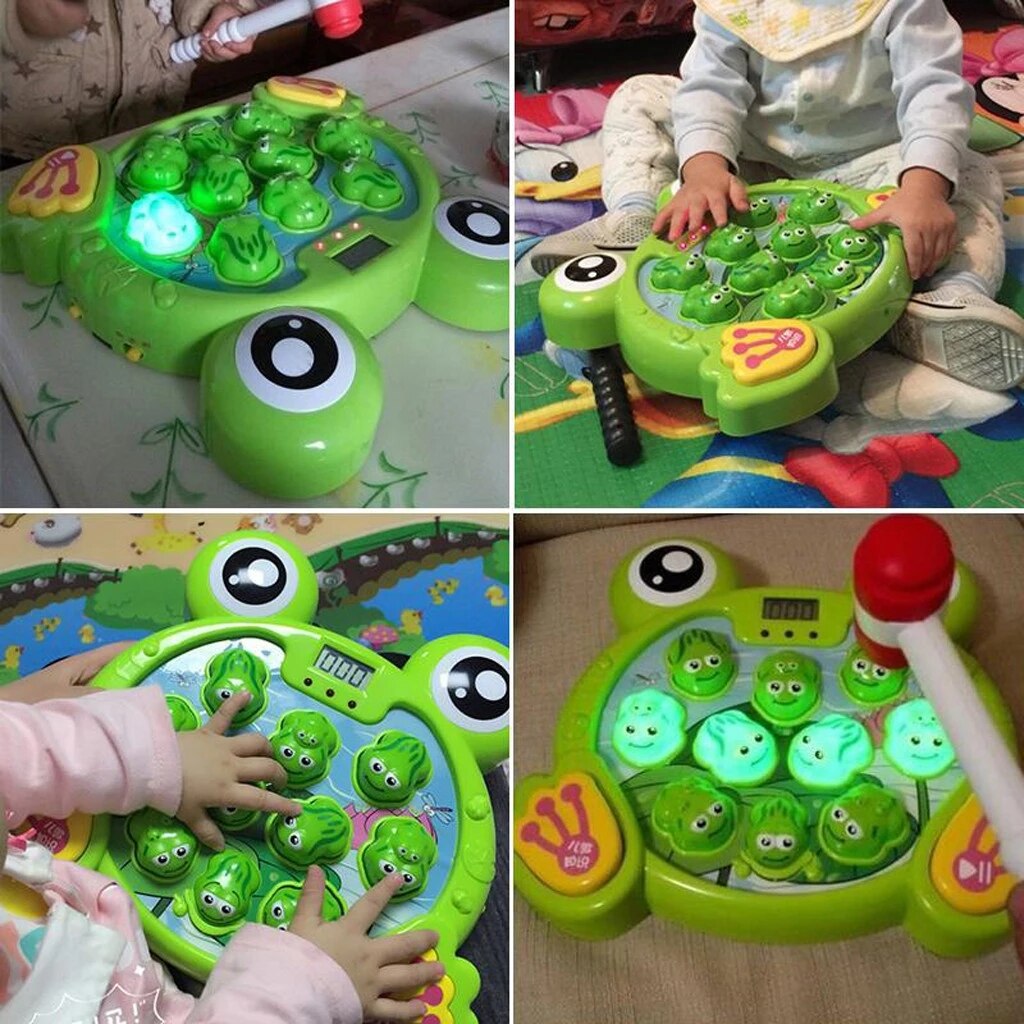 Interactive Whack A Frogs Game Early Education Developmental Toy 12.59 Inch With Music Baby Toys
