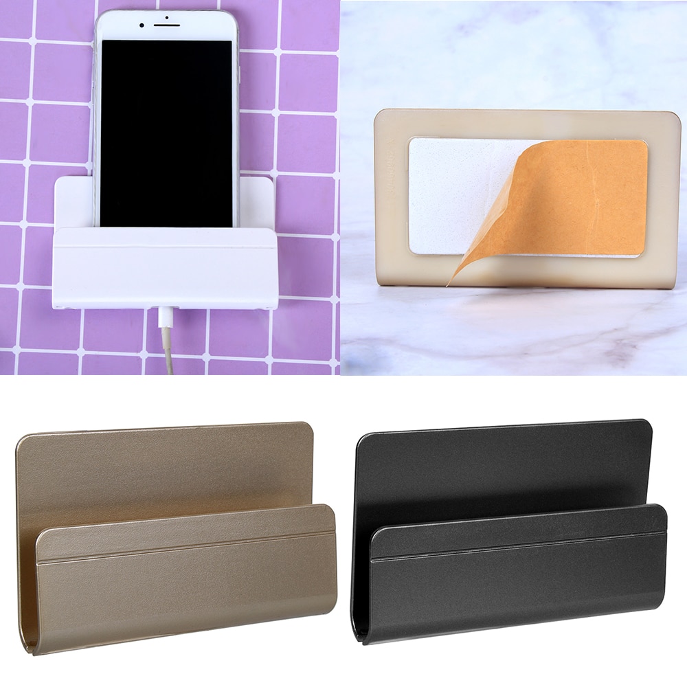 1PC Paste Style Mobile Phone Charging Holder Bracket For IPhone Keyring Wall Mount Stand Universal Practical Wall Storage Shelf