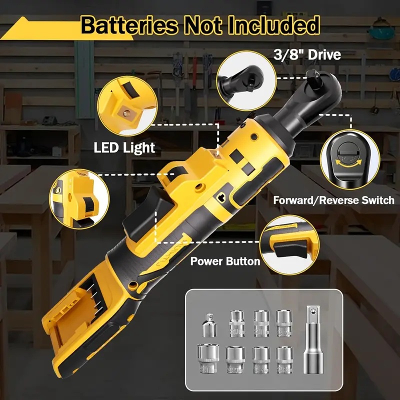 3/8 " akku-ratschenschlüssel, 500n. m akku-schlagschrauber für dewalt 18v-21v -akku