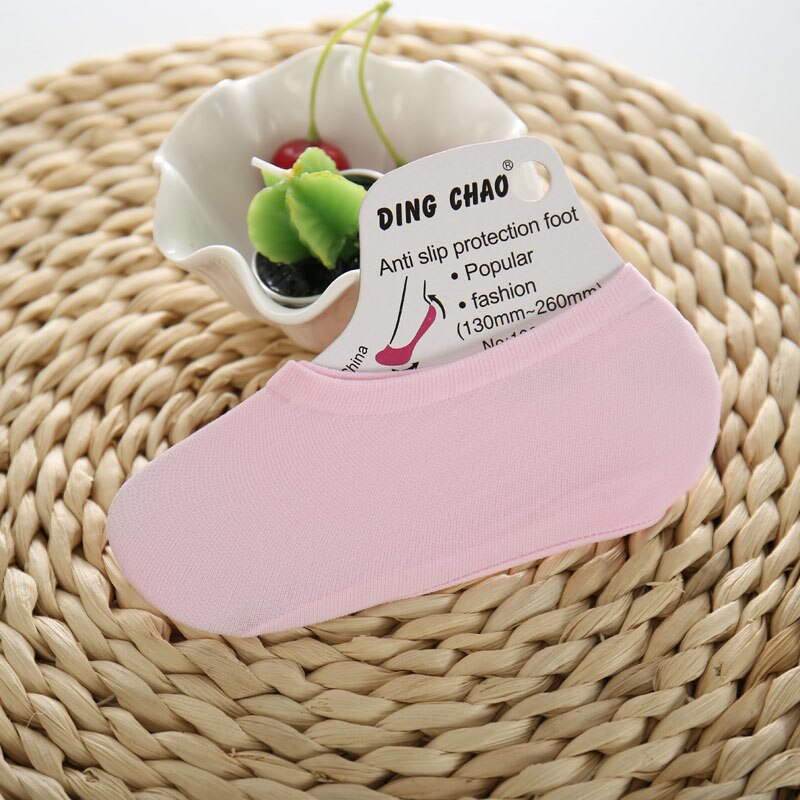 5 Pairs Summer Candy Color Invisible Non-slip Low Cut Socks Female Women Casual Cotton Breathable Girls Ankle Boat Socks: Pink