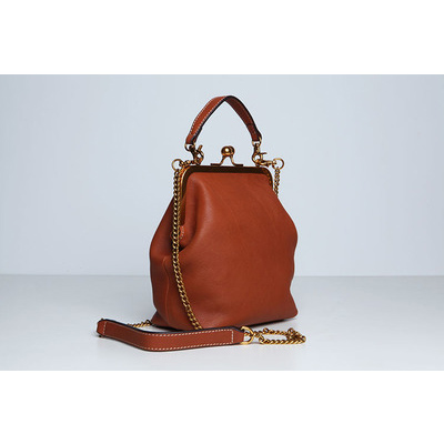 Bolsos Retro con Clip para Mujer, bandoleras con asa superior, cadena de mensajero, bolso cruzado con Clip dorado: Brown