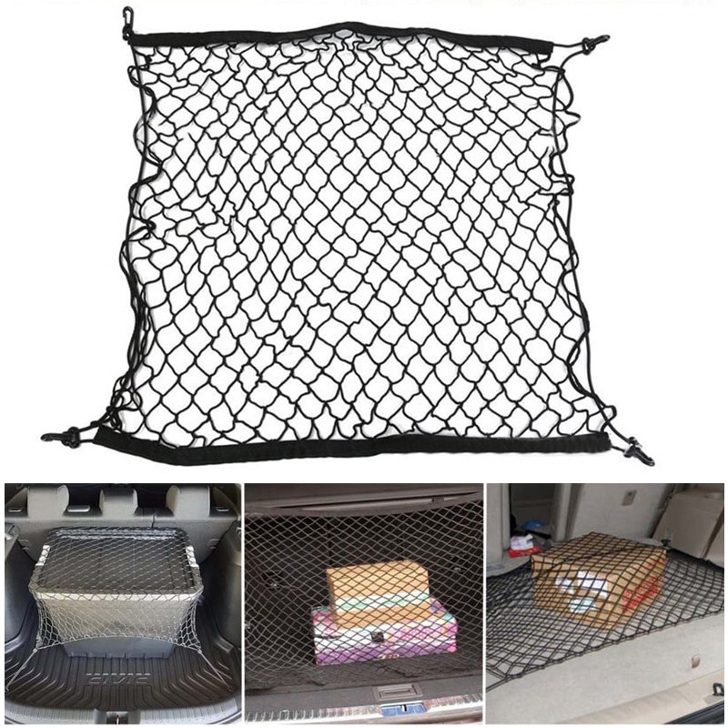 70X70Cm Universele Kofferbak Netto Bagage Opslag Cargo Organizer Nylon Rekbare Elastische Mesh Net Met 4 Plastic haken