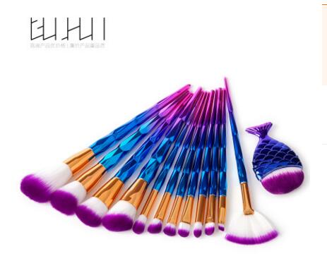 GUJHUI Mermaid Makeup Brushes Set Eyeshadow Eyeliner Blush Blending Contour Foundation Cosmetic Beauty Make Up Brush Tools Kit: Z-029