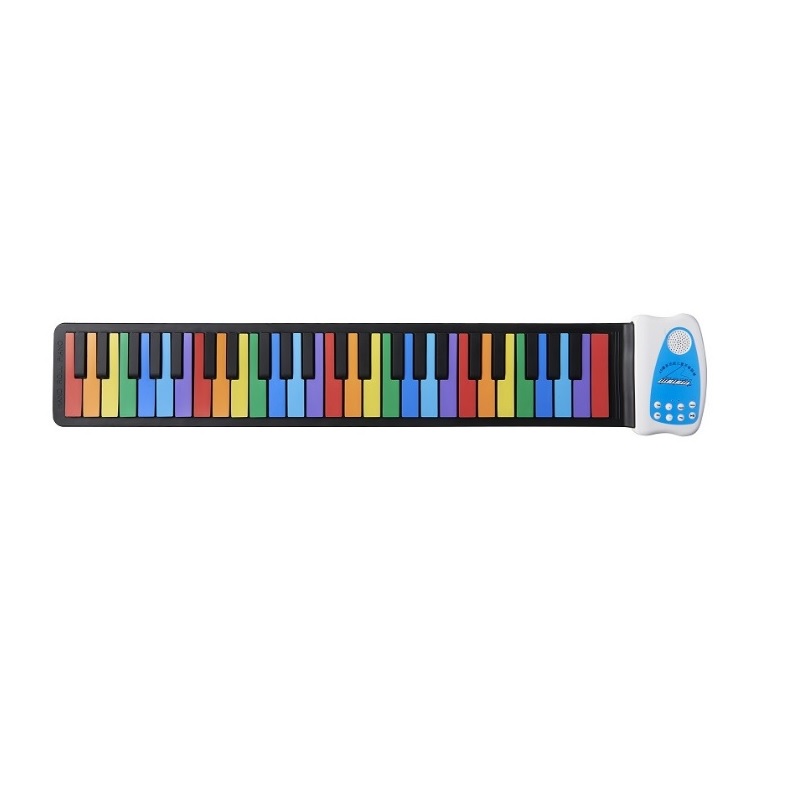 Multi estilo portátil 49 teclas de silicona Flexible enrollable teclado electrónico plegable de Piano para Niños Estudiantes: Blue