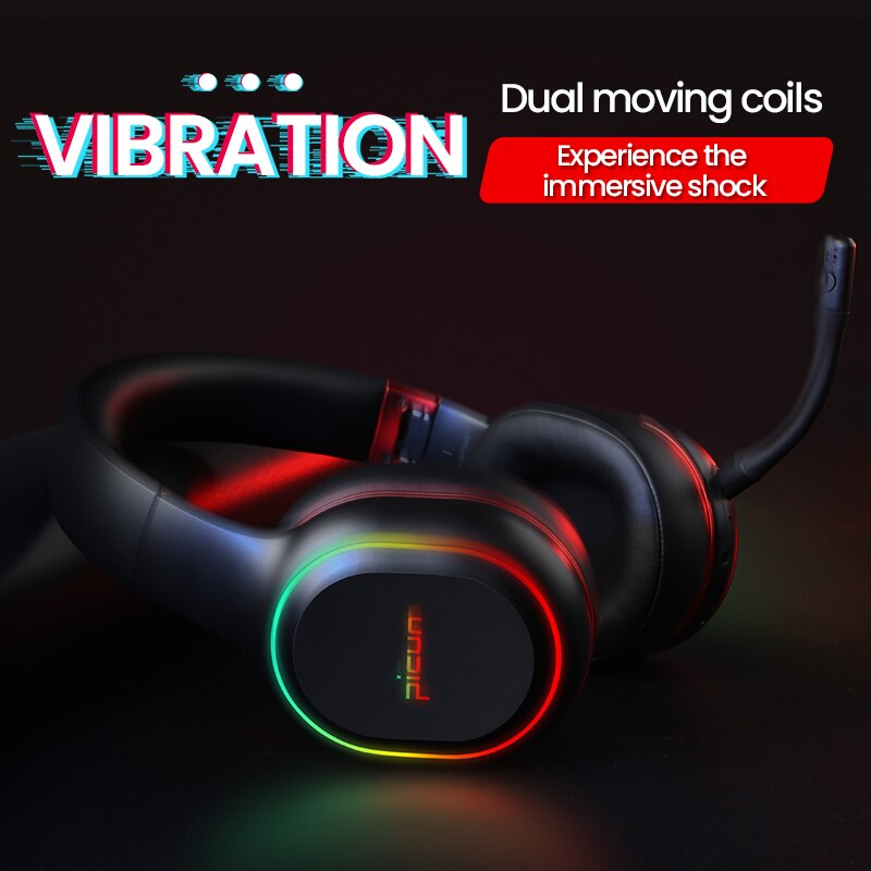 Picun P80X Draadloze Hoofdtelefoon Latency-Gratis Bluetooth Gaming Headset, Noise-Canceling Dual Motion Hoofdtelefoon Met Microfoon