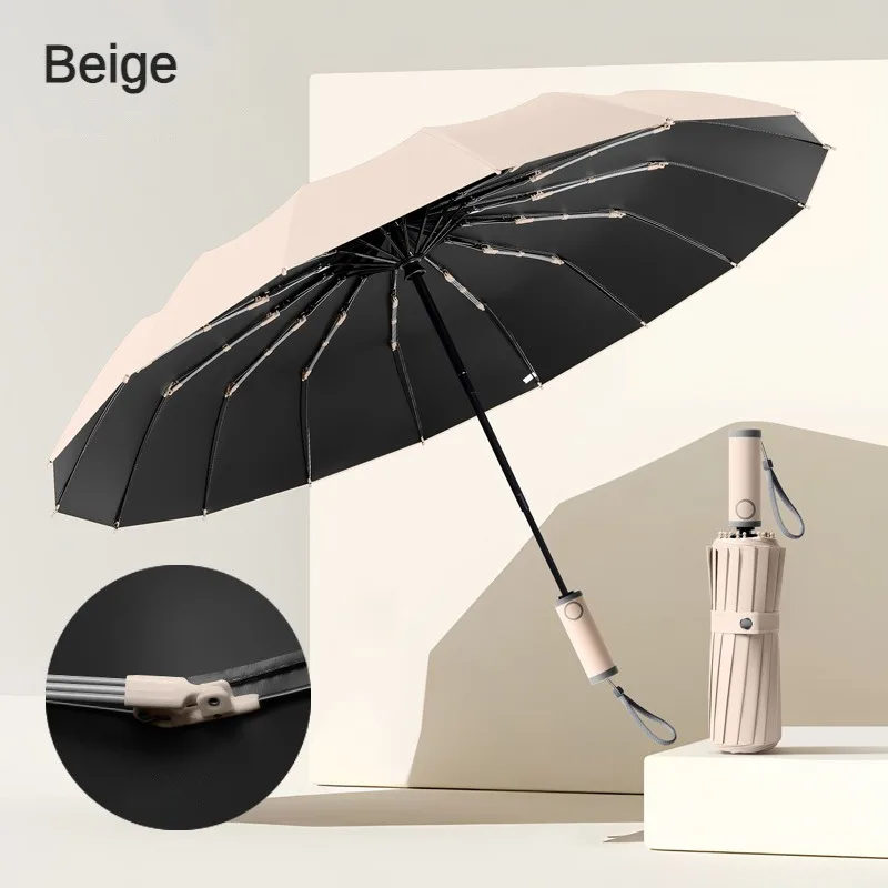 Paraguas automático grande súper fuerte para hombres y mujeres, plegable de 16K 112 huesos, paraguas especiales de lluvia Anti-UV impermeables a prueba de viento: Naranja