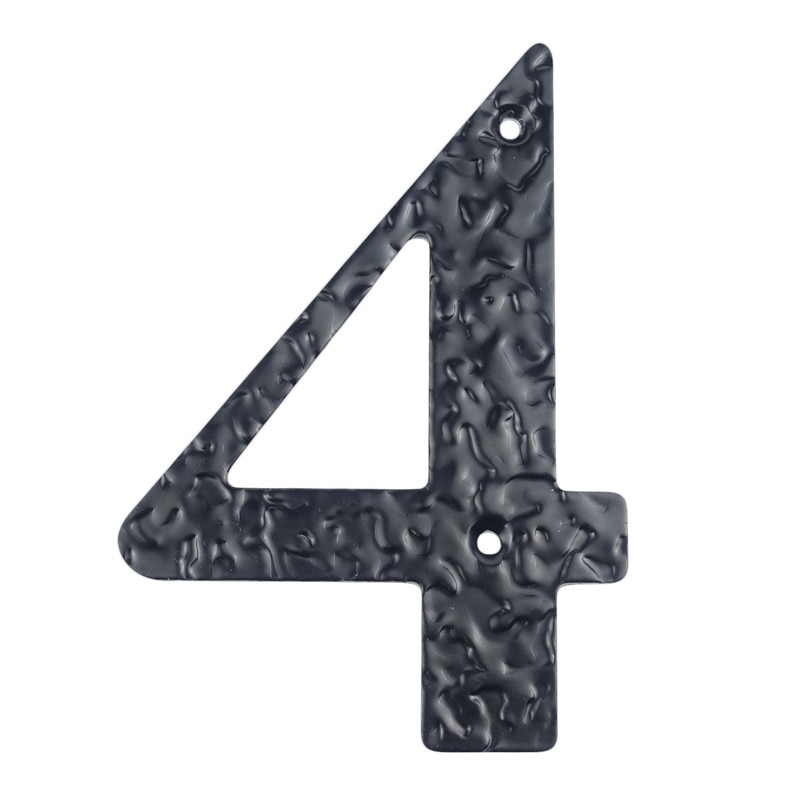 12cm Big House Number Steel Door Home Address Numbers for House Digital Door Outdoor Sign 5 Inch. #4 Black Hammered Style