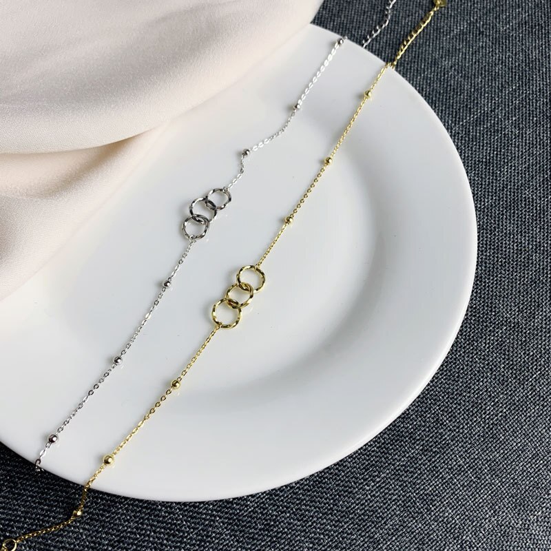 925 exquisite kleine runde fußkettchen aus sterlingsilber für damen, schlichter sommerlicher boho-schmuck