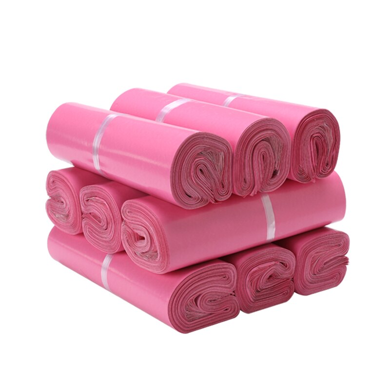 (100 stykker / parti) pink eksprespose tyk vandtæt tøjemballage poser logistik plast kurertaske