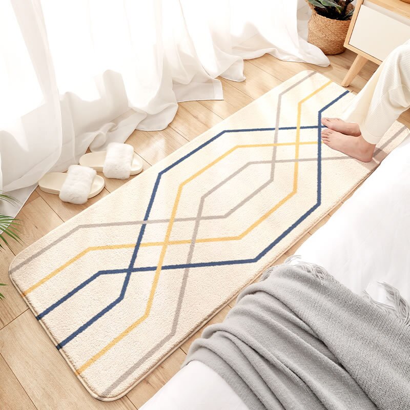 Bedside Rugs Lambswool Bedroom Carpet for Home Decoration Floor Mat Plush Foot Mats Long Doormat: 40x120cm / C