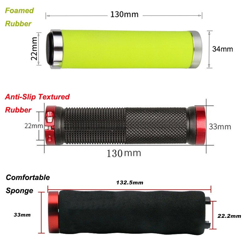 Foamed Rubber MTB Grips Alloys Bilateral Lock Bicycle Handlebar Soft Grip Anti-skid Mountain Bike Handle Accessories BMX Cycling