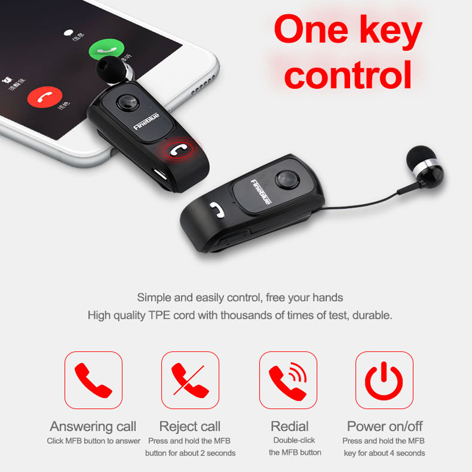 Fineblue F920 Wireless Earphone Bluetooth Headset Ears in Lotus with Wire Clip Earphones Earbuds Retractable Headphone