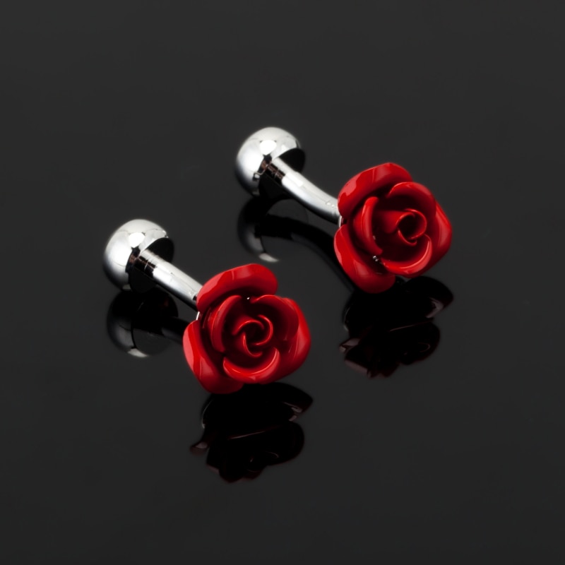 Luxe Mode Rode Roos Manchetknopen Voor Heren & Vrouwen Vintage Antiek Frankrijk Shirt Manchetknopen Voor Mannen sieraden