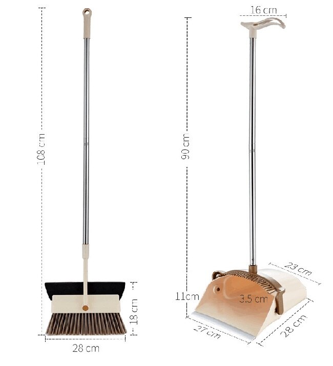 Foldable Standing Broom Dustpan Set with Extendable Broomstick Sweeping Clean Brush Magic Windproof Rotatable Broom Crumb Tools: D-Pink