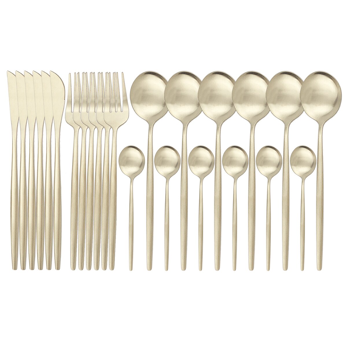 24 stuks /48 stuks zilveren bestekset 304 roestvrijstalen besteksets mes vork lepel serviesset keuken serviesset bestekset: 1 set / Champagne