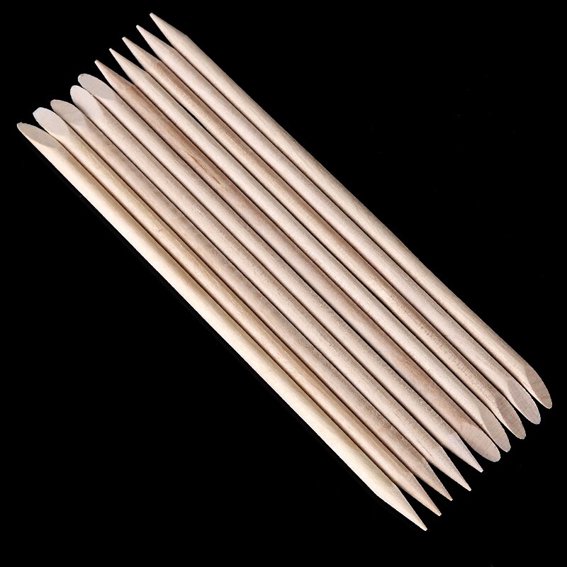 Monja 100pcs Dual End Nail Art Cuticle Dead Skin Remover Wood Stick Pusher Rhinestones Beads Dotting Picking Manicure Tool