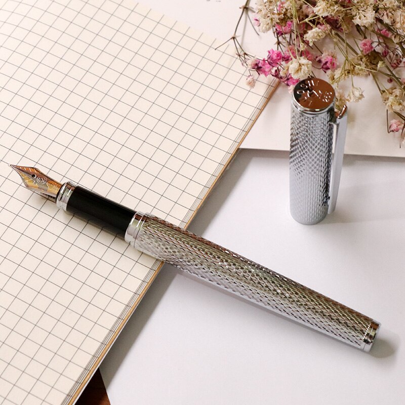 metal pattern fountain pen Luxury office signature pen Business office writing practice fountain pen