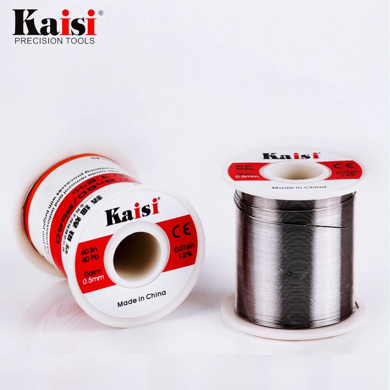Kaisi Flux 1.2% colofonia Core hilo de soldadura de estaño y plomo Sn60 / Pb40 para trabajos de soldadura (0,3mm/0,4mm/0,5mm/0,6mm opcional)
