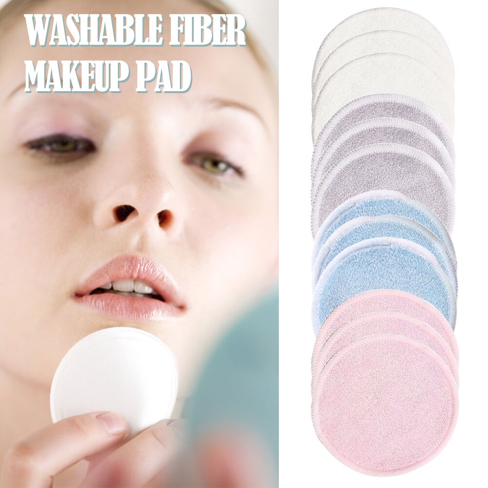 12pcs/Pack Reusable Bamboo Fiber Washable Rounds Pads Makeup Removal Cotton Pad Cleansing Facial Pad Cosmetic Tool Skin Care