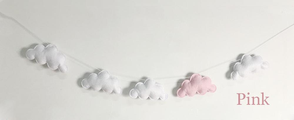 INS feutré nuage guirlande décoration murale suspendue, ornements nordiques, rideau de lit de bébé, décoration suspendue, tentes de chambre d&#39;enfants, décor suspendu: pink