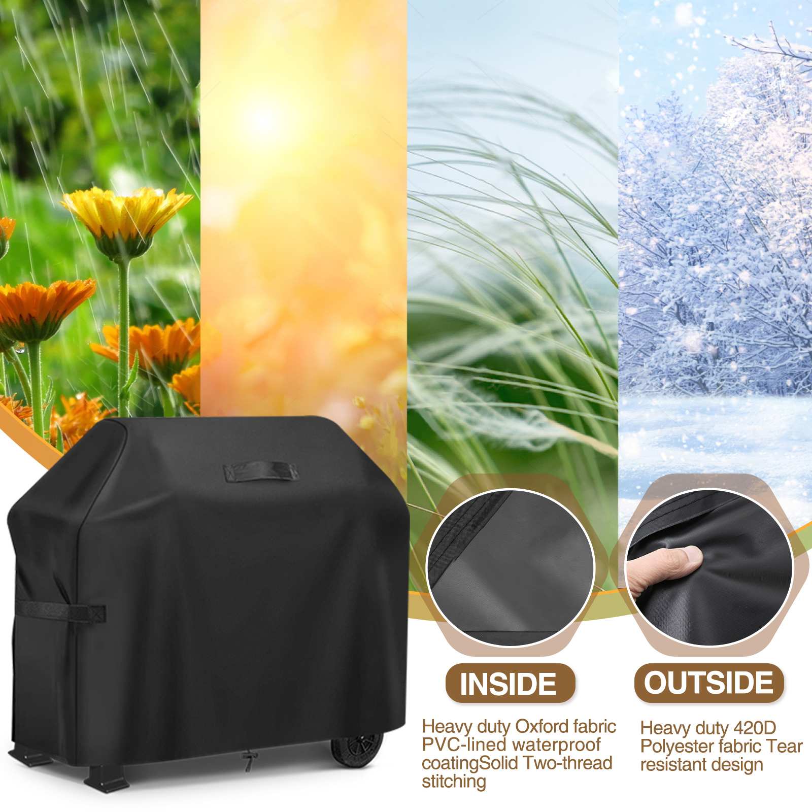 KING DO WAY – housse de protection pour Barbecue d&#39;extérieur, étanche à la poussière, robuste, rond, 420D