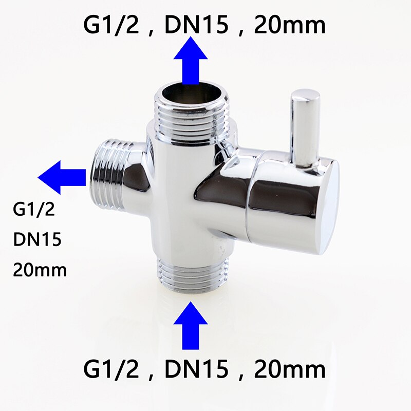 1/2 "messing ventil badeværelse bruser vandhane vand splitter bruser vandhane 3 vejs vandventil spraydyse konverter vandblander: Model d