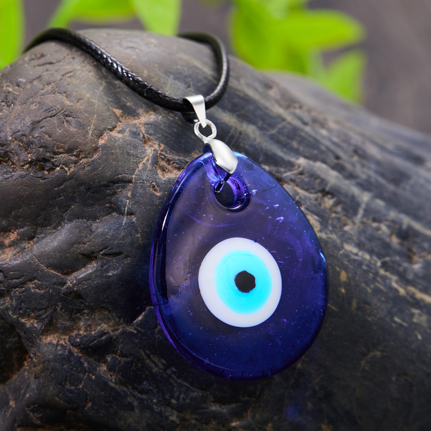 Einfache Glück böse Auge Anhänger Halskette für Frauen Männer Blau Harz transparent Runde Wasser Tropfen Türkischen Schmuck Kette Halsband