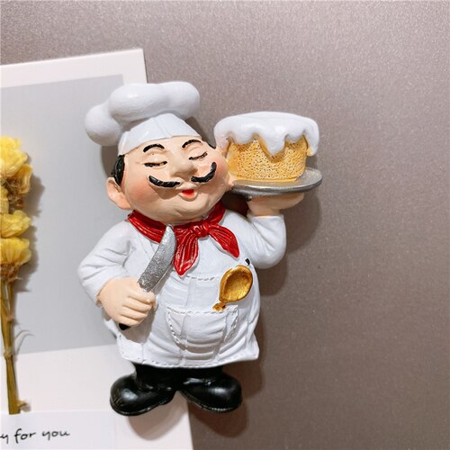 European-style chef chef boy girl bread fruit cartoon cute resin magnetic refrigerator sticker magnet: YELLOW