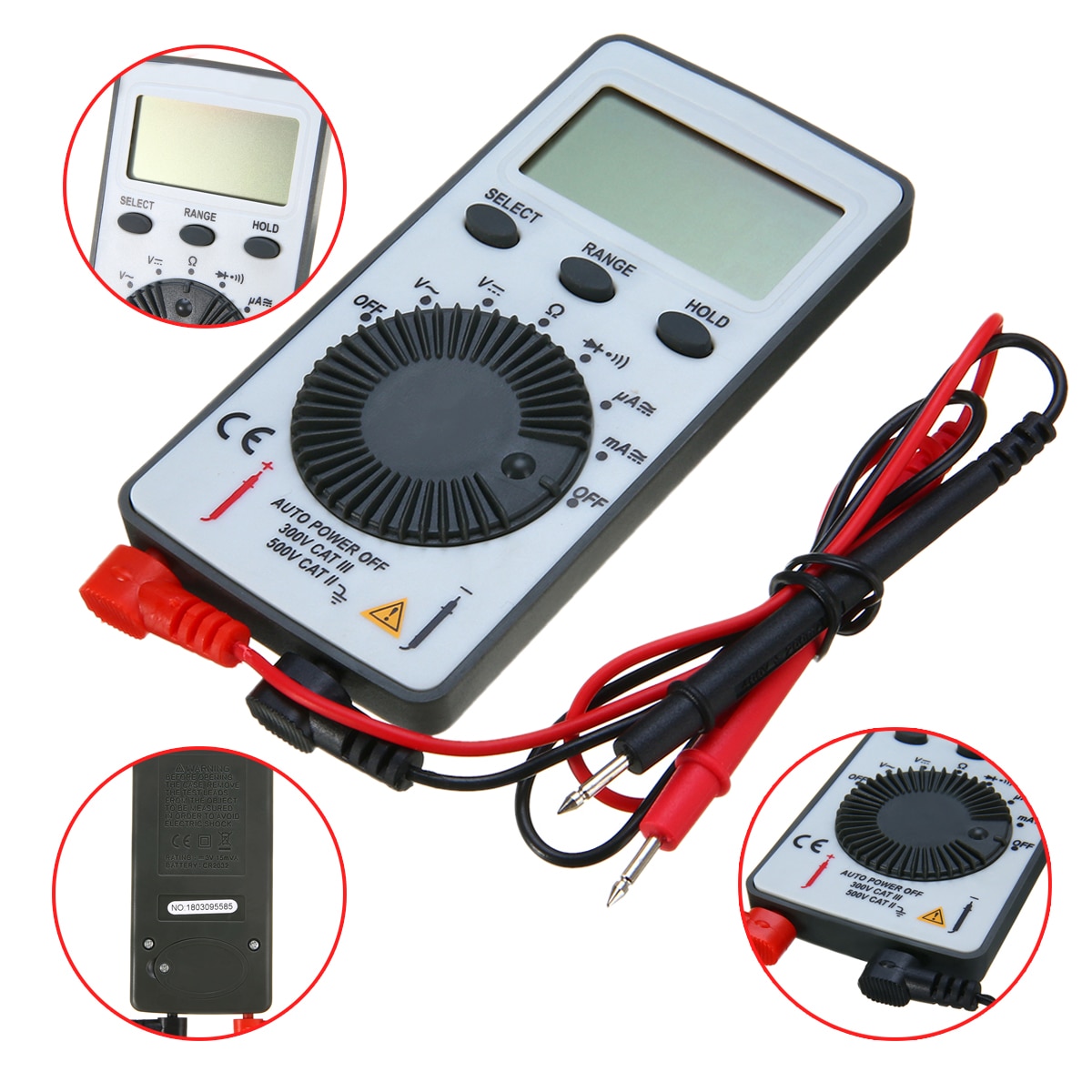 AN101 Digital Mini Multimeter DC/ Voltage Current Meter Handheld Pocket Voltmeter Ammeter Tester with Test Leads 10*55*10mm