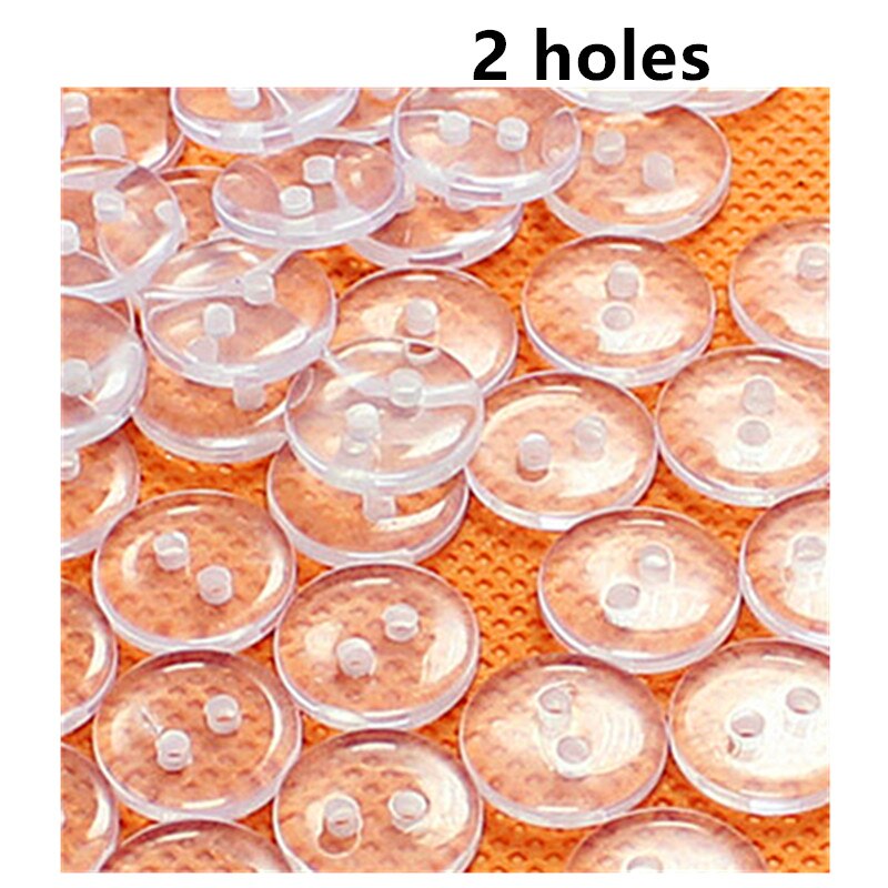 100Pcs 12-20L 2 Gaten Transparante Knoppen Clear Naaien Polyester Hars Overhemd Knop Voor Kleding Diy Bottones Apparrel Accessoires