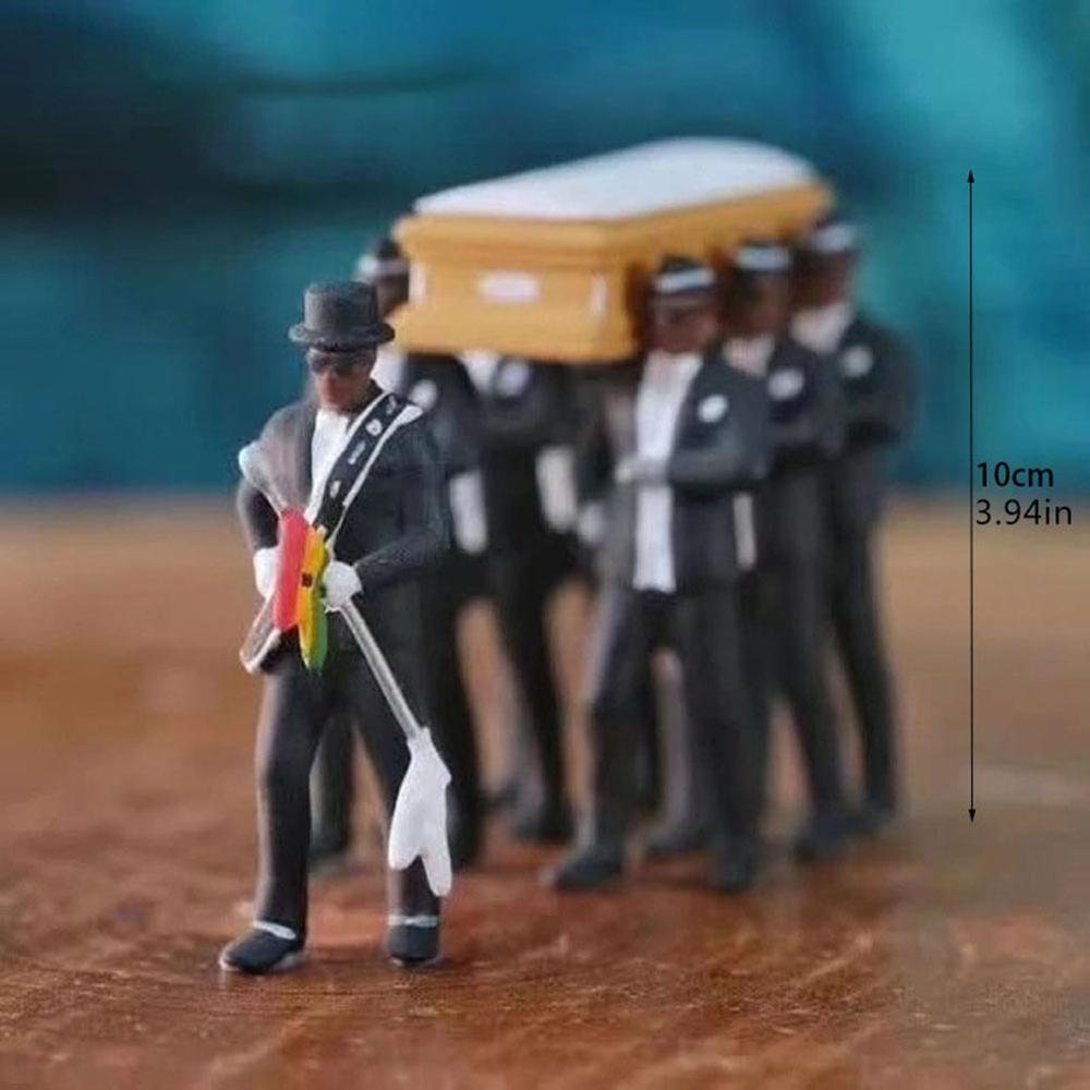 PVC noir homme soulever les cercueils Garage Kit Collection Figure pour Halloween noir homme portant un cercueil 10Cm poupée