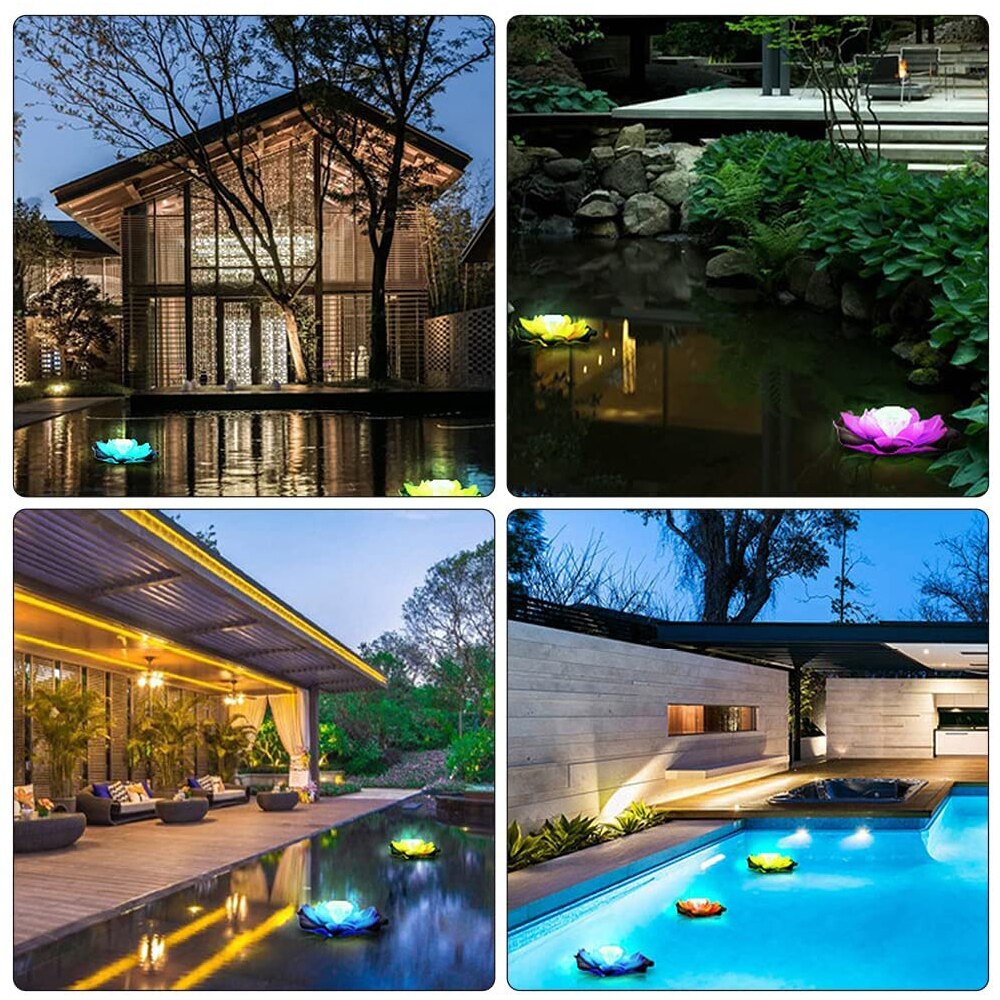 Solar Led Bloem Licht Lotusblad Drijvende Fontein Vijver Sfeer Verlichting Decoratie Tuin Outdoor Pool Night Light