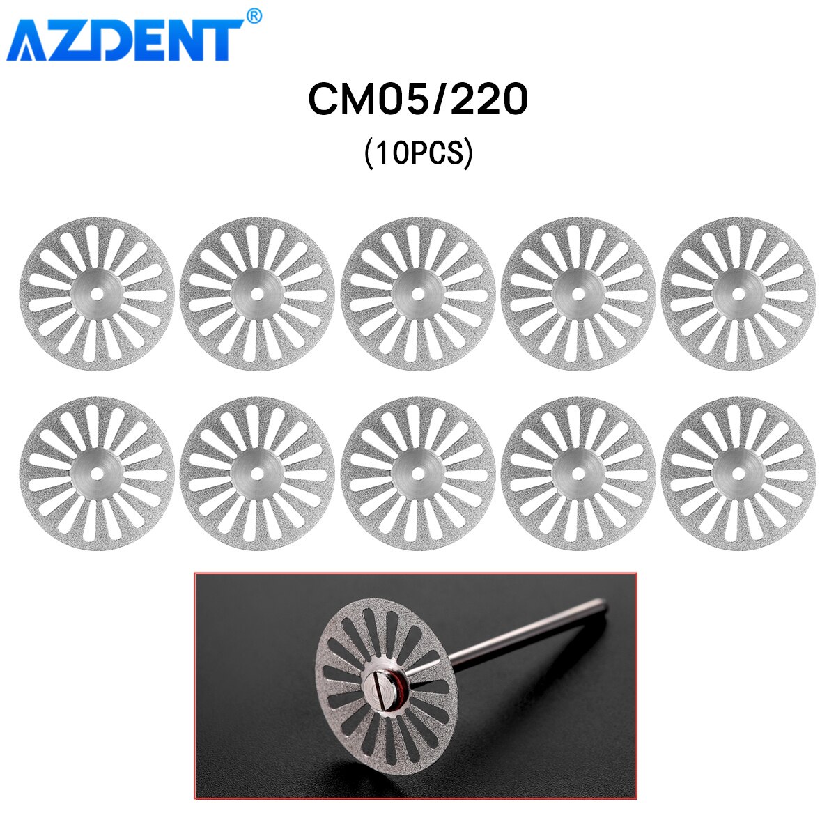 AZDENT 11 Sizes Dental Lab Diamond Disc 0.20mm Ultra-thin Double Side Grit Disk Cutting Tool Dia 22mm Polisher Dentistry Dentist: 10PCS CM05