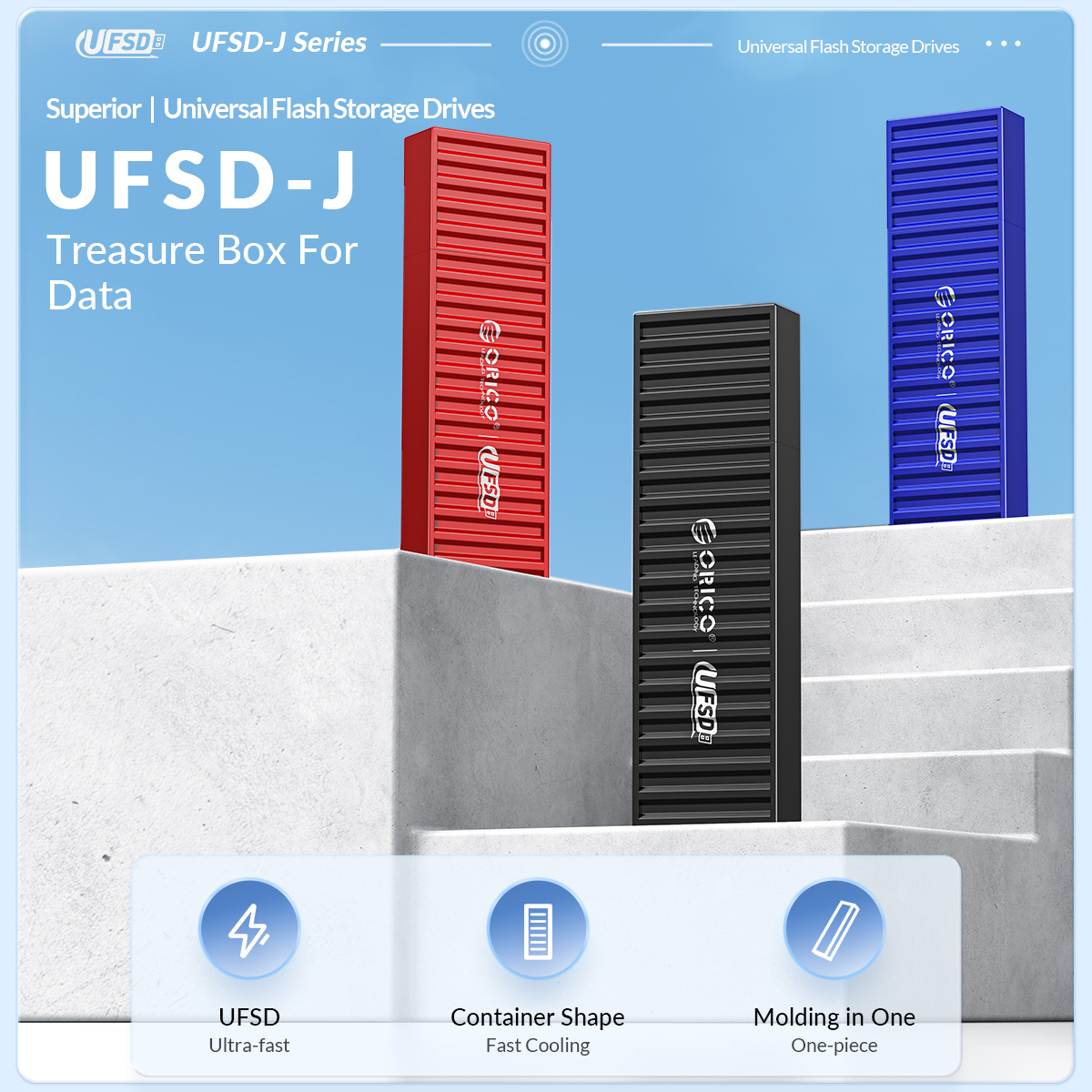 Orico ufsd usb-flashdrives 64gb metaal 256gb 512gb met type-c- en usb-interface 128gb