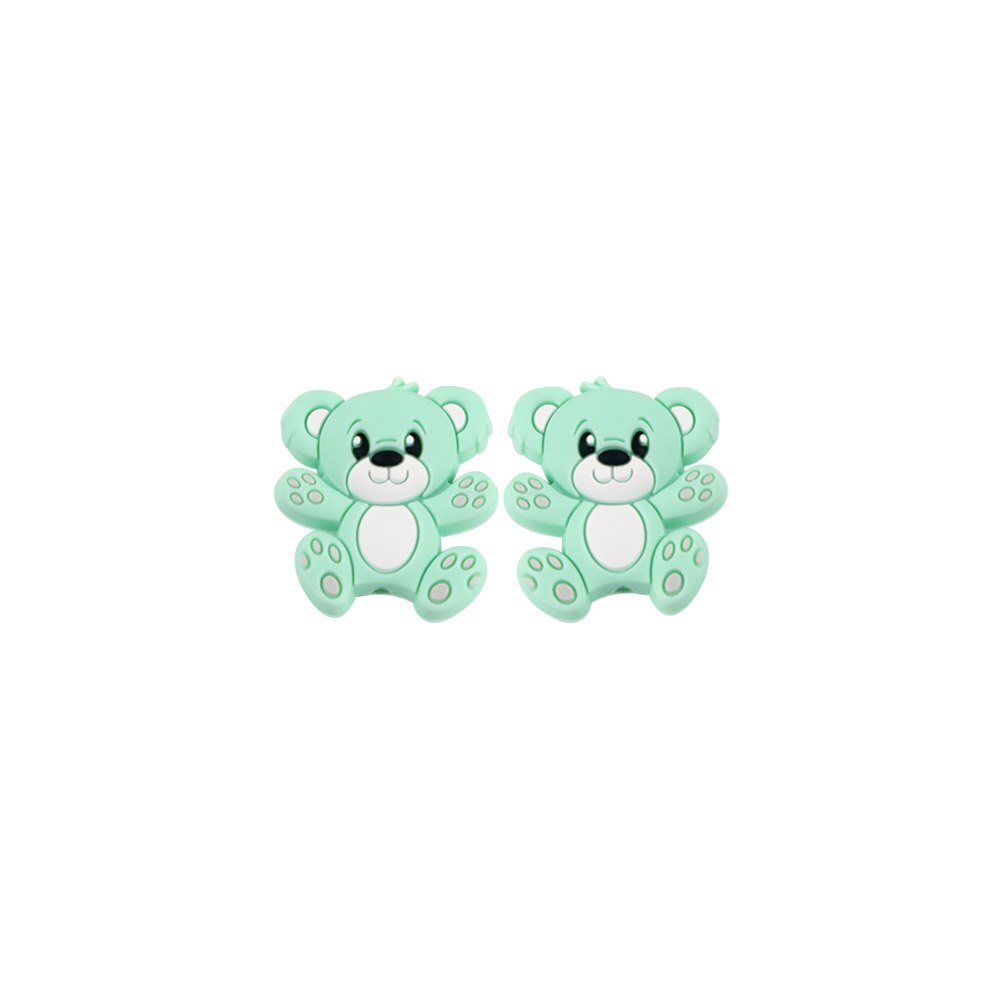 Kovict 10pcs BPA Free Animal Silicone Baby Teething Necklace Toy Food Grade Silicone Cartoon Nursing Tiny Rod: 10pcs Mint green