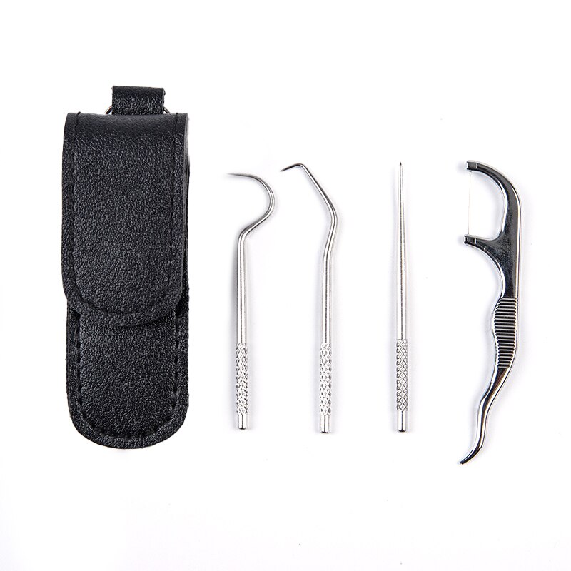 Juego de hilo Dental de Metal de acero inoxidable para limpieza Oral, artefacto portátil colgante, tubo de palillo de dientes, hilo Dental más fuerte, 1 Juego: Castaño