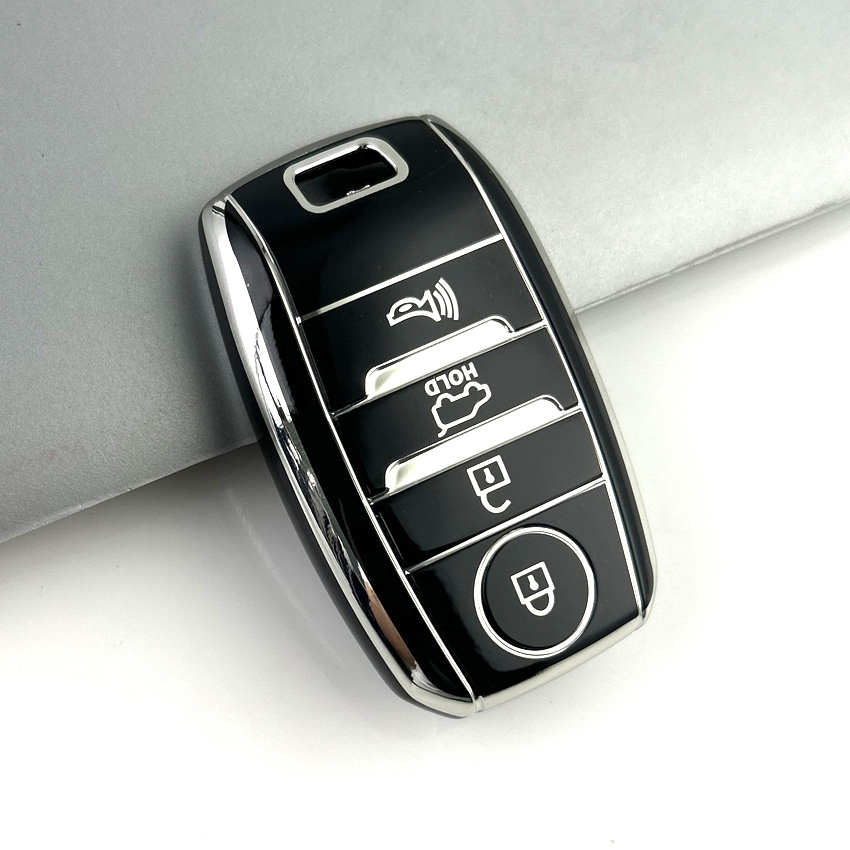Carcasa de coche Fob para Kia Optima Sorento Niro Soul 3 botones TPU funda para llave de coche soporte para Kia KX3 KX5 K3S RIO Ceed Cerato: Naranja
