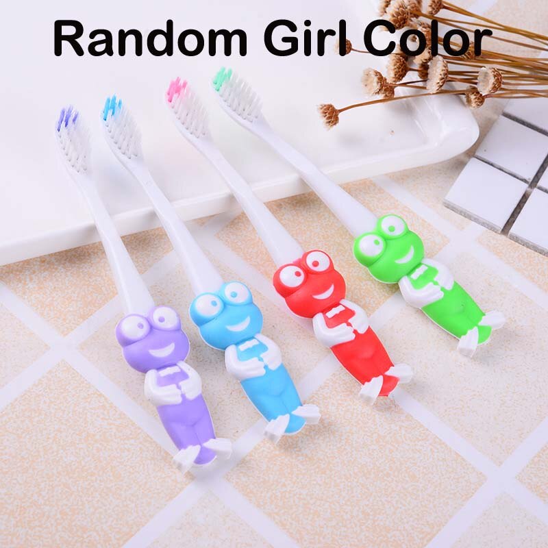 2Pcs/Lot Kids Baby Toothbrush Teether Training Children's Tooth Brush Soft Bristle Mouth Clean Teeth Cleaning Panda Toothbrush: 2Pcs Frog for Girl