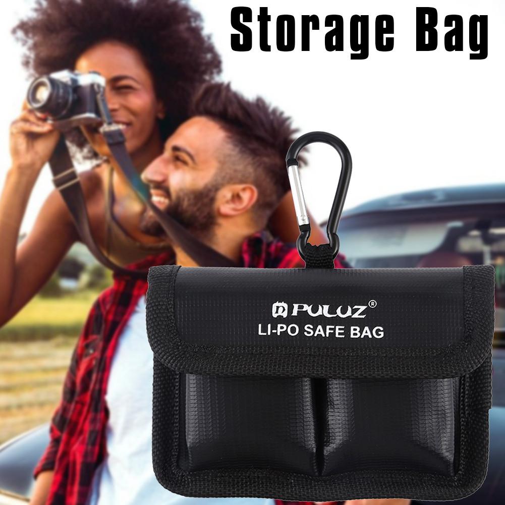 Lithium Battery Explosion-Proof Pouch Safety Protection Storage Bags with Carabiner for Camera Battery