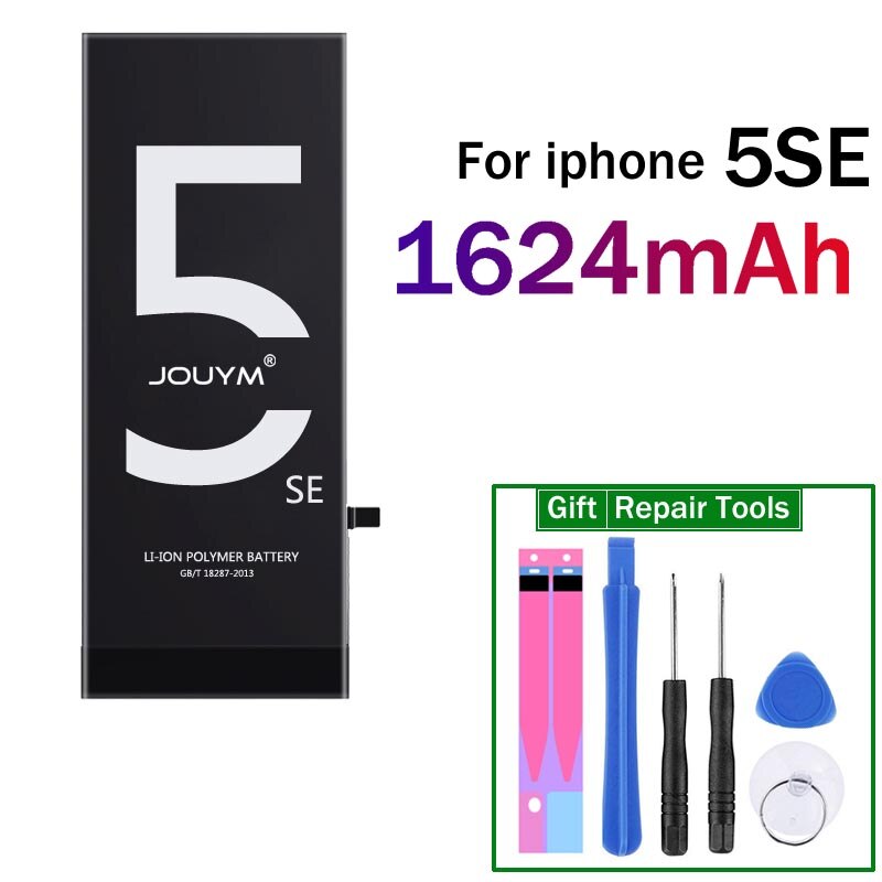 Batería de teléfono móvil JOUYM para iPhone 6S 6 7 8 Plus 5S 5 SE 6plus batería de repuesto para iPhone6 iPhone7 iphone5s + herramientas gratis: For iPhone 5 se