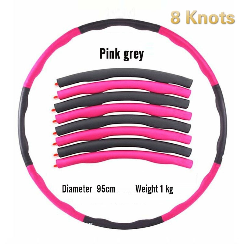 6/7/8 Knots Sport Equipment Fitness Hoop Detachable Foam Ring Adult Gymnastic Circle Thin Waist Exercise Hoop: Chocolate