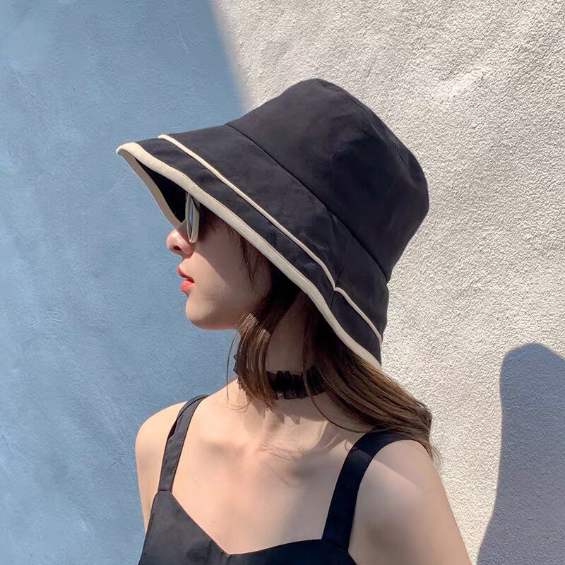 INS Summer Big Brim Sun Hat For Women Seaside Sun Protection UV Cap Wild Fisherman Hat Korean Version Buket Hat
